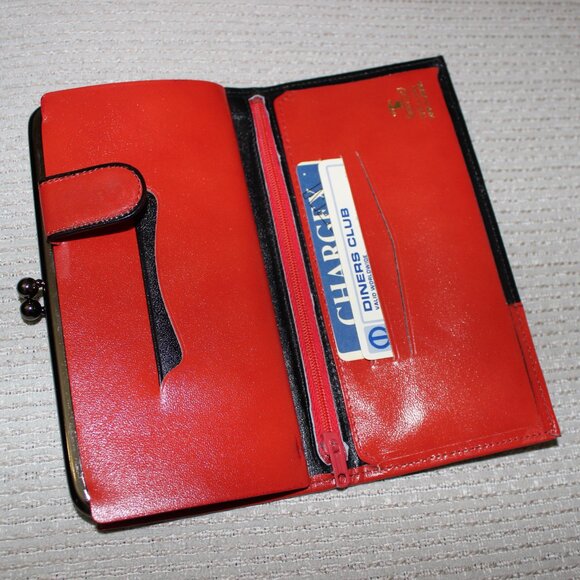 unused 1960s Renwick Chequebook Wallet Kisslock Coin Purse Nappa Leather Bifold - Picture 10 of 15